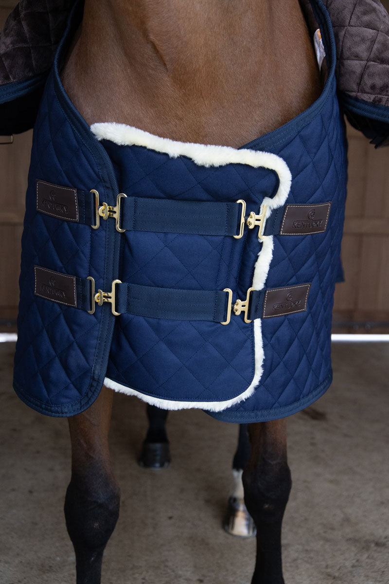 Kentucky Horsewear Quilted Chest Expander Vegan Sheepskin (Two Buckles) Navy