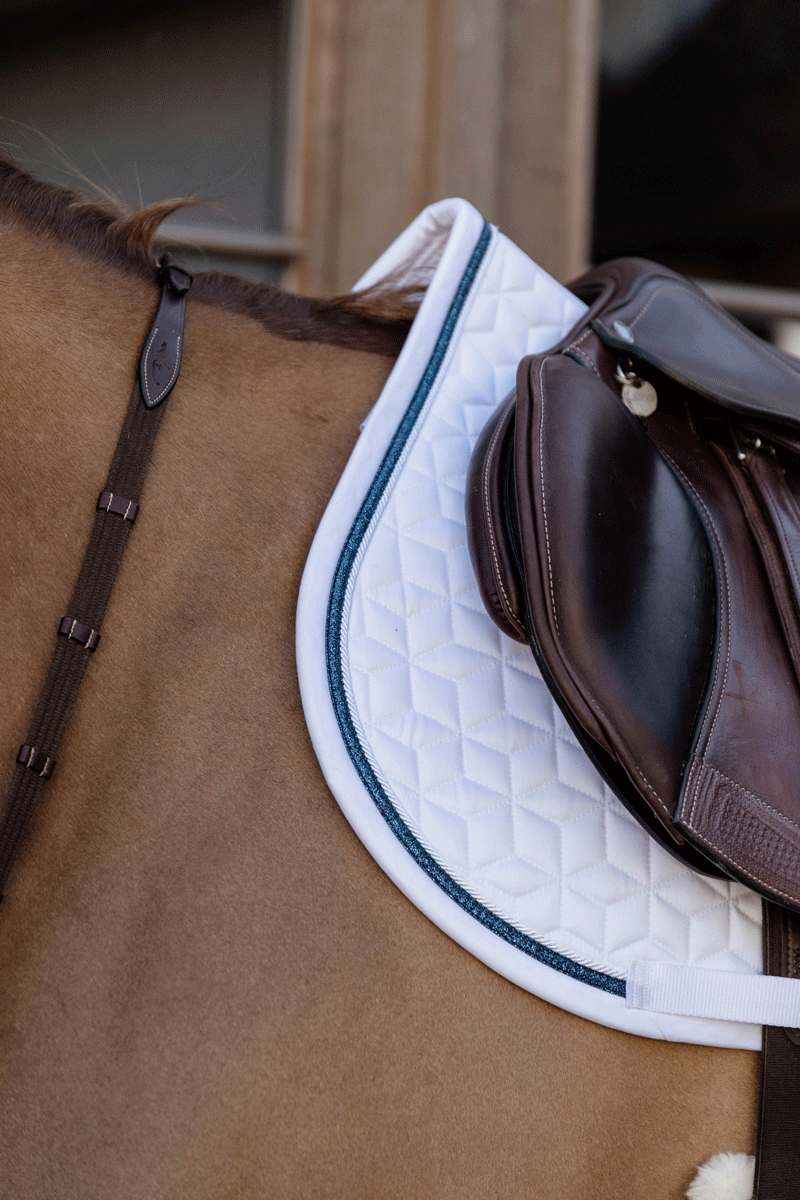 Kentucky Horsewear Glitter Rope Jump Saddle Pad White/Navy