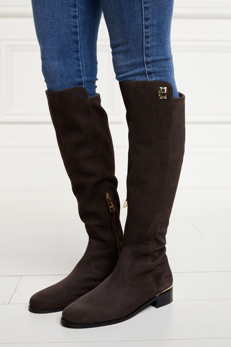 Holland Cooper Albany Knee Boot Chocolate Suede