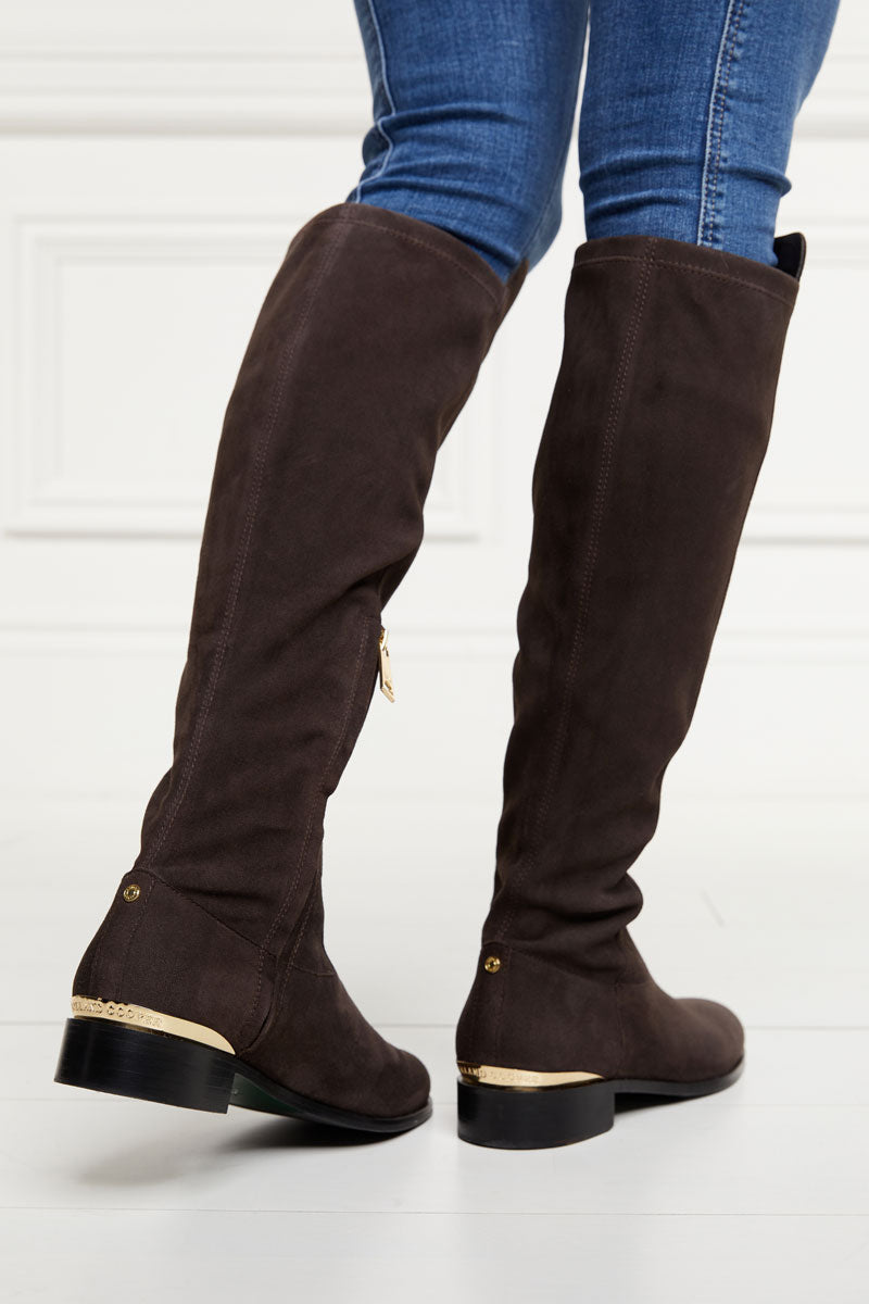 Holland Cooper Albany Knee Boot Chocolate Suede