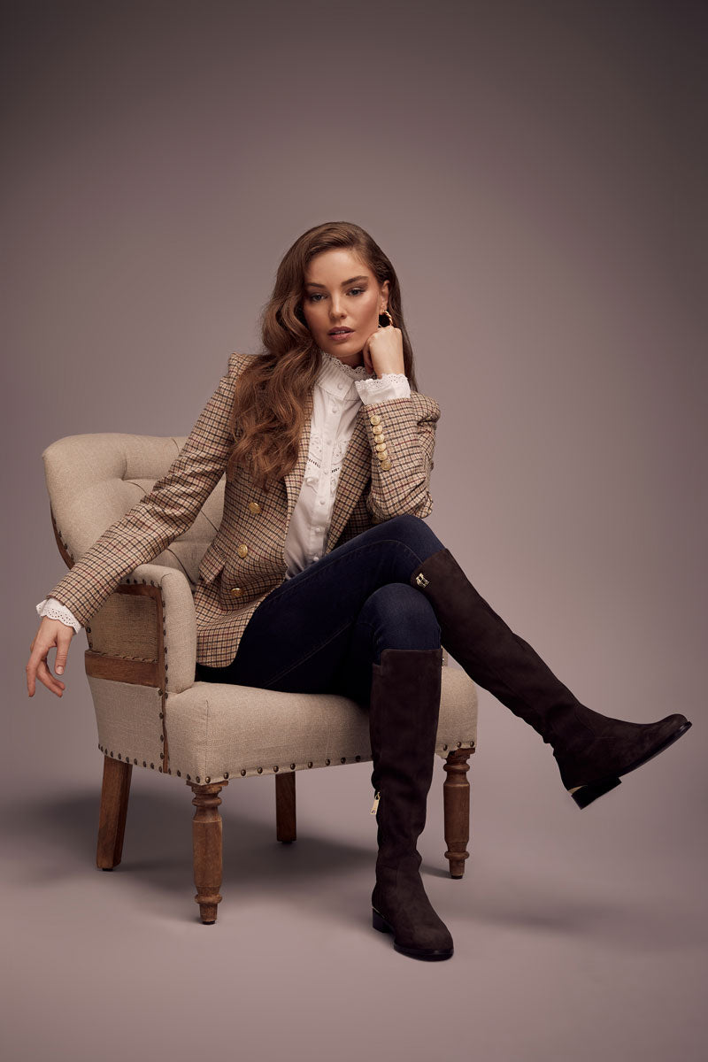 Holland Cooper Albany Knee Boot Chocolate Suede