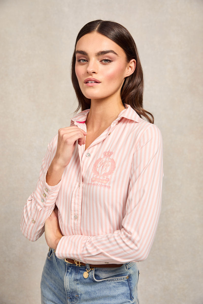 Holland Cooper Classic Button Down Shirt Pink Stripe
