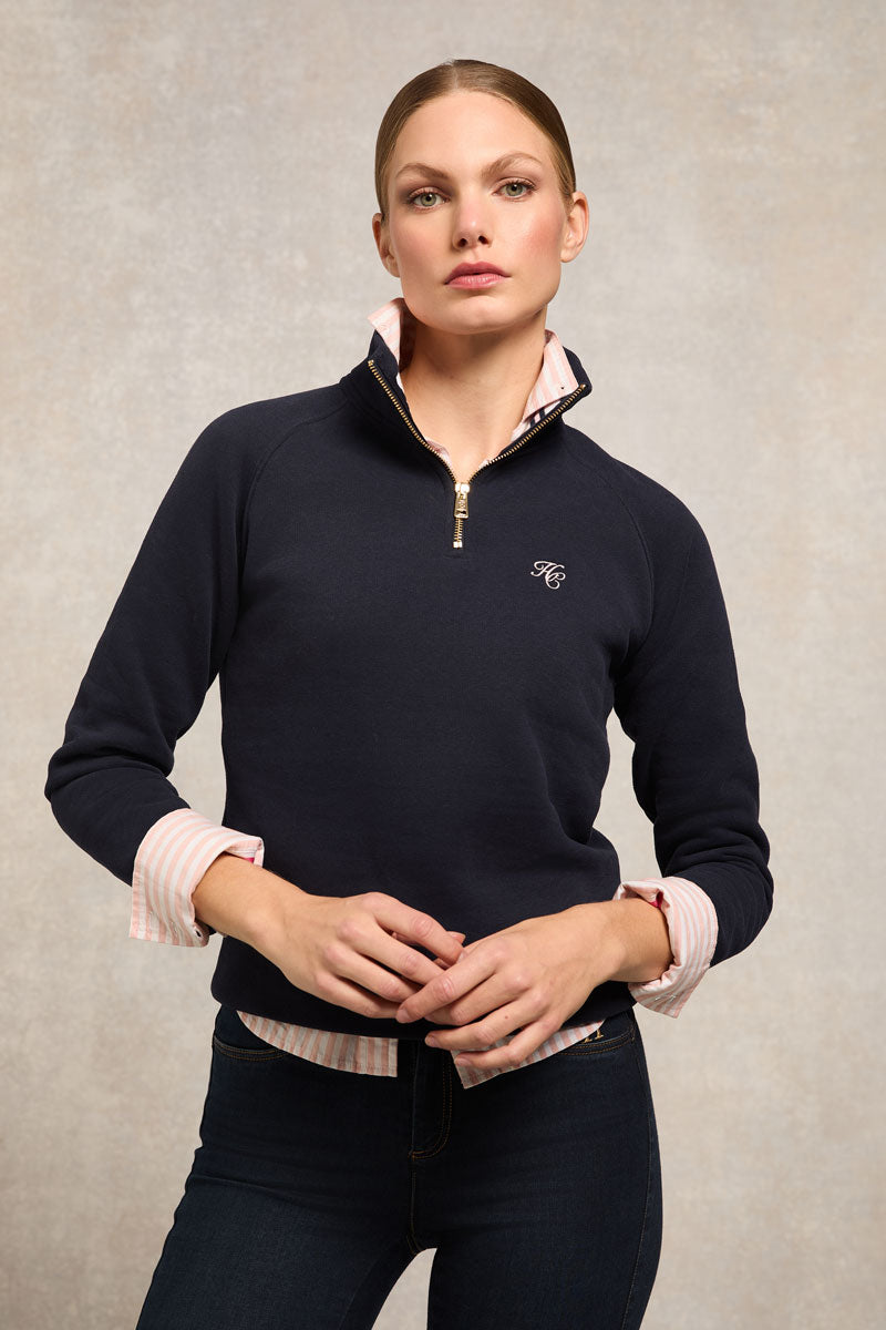 Holland Cooper Burford Quarter Zip Neck Sweat Ink Navy