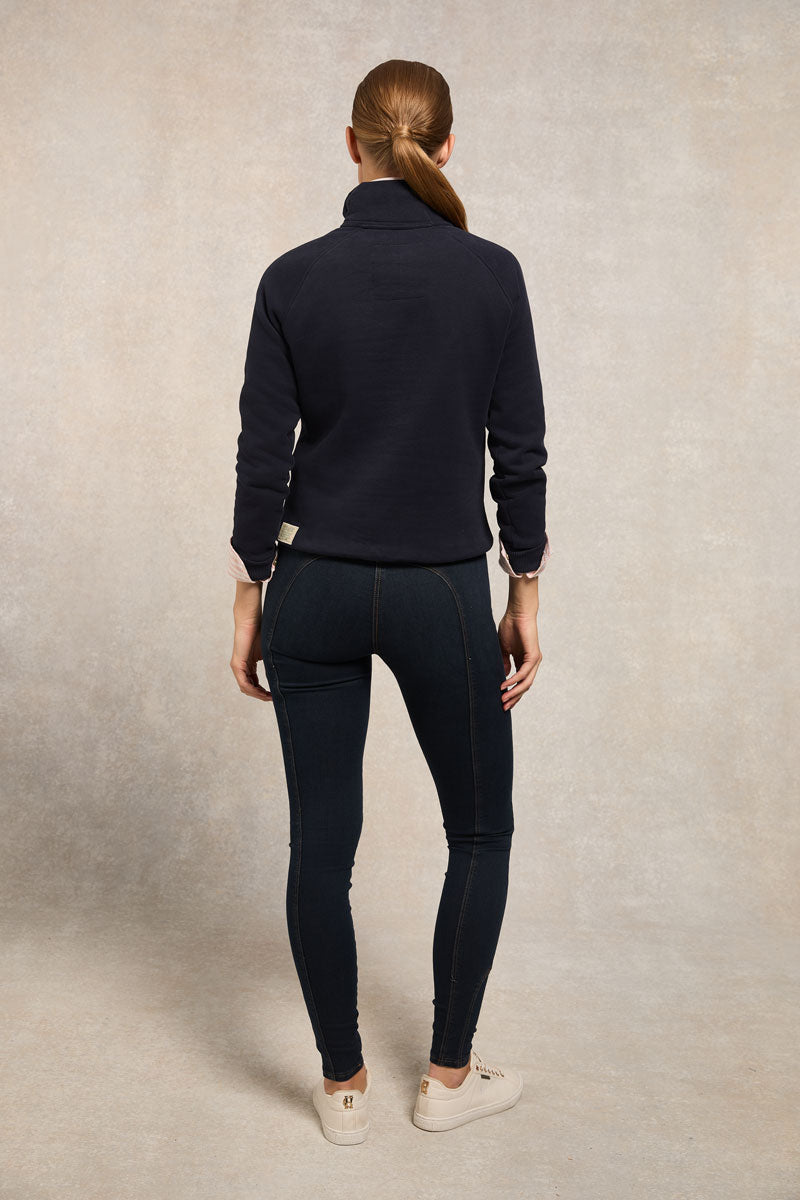 Holland Cooper Burford Quarter Zip Neck Sweat Ink Navy