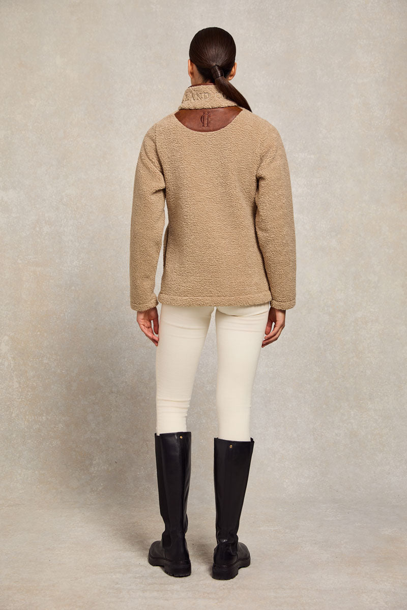 Holland Cooper Country Fleece Quarter Zip Natural Borg