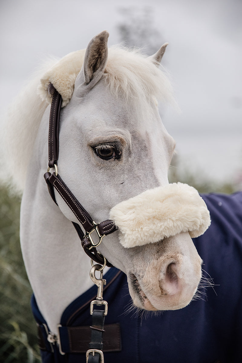 Kentucky Horsewear Leather Halter Sheepskin Natural