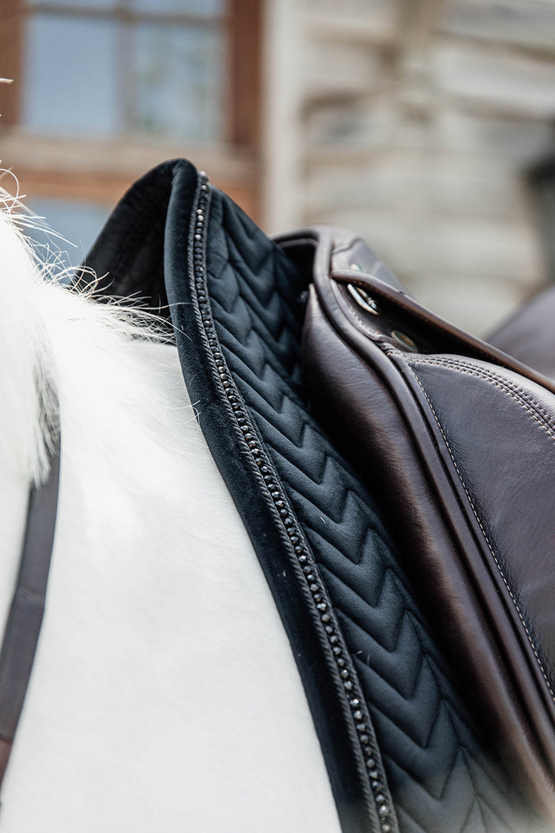 Kentucky Horsewear Velvet Pearls Dressage Saddle Pad Black