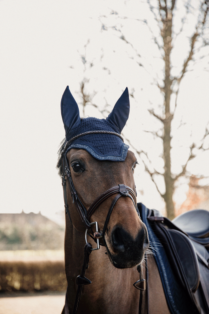 Kentucky Horsewear Fly Veil Wellington Glitter Stone Navy