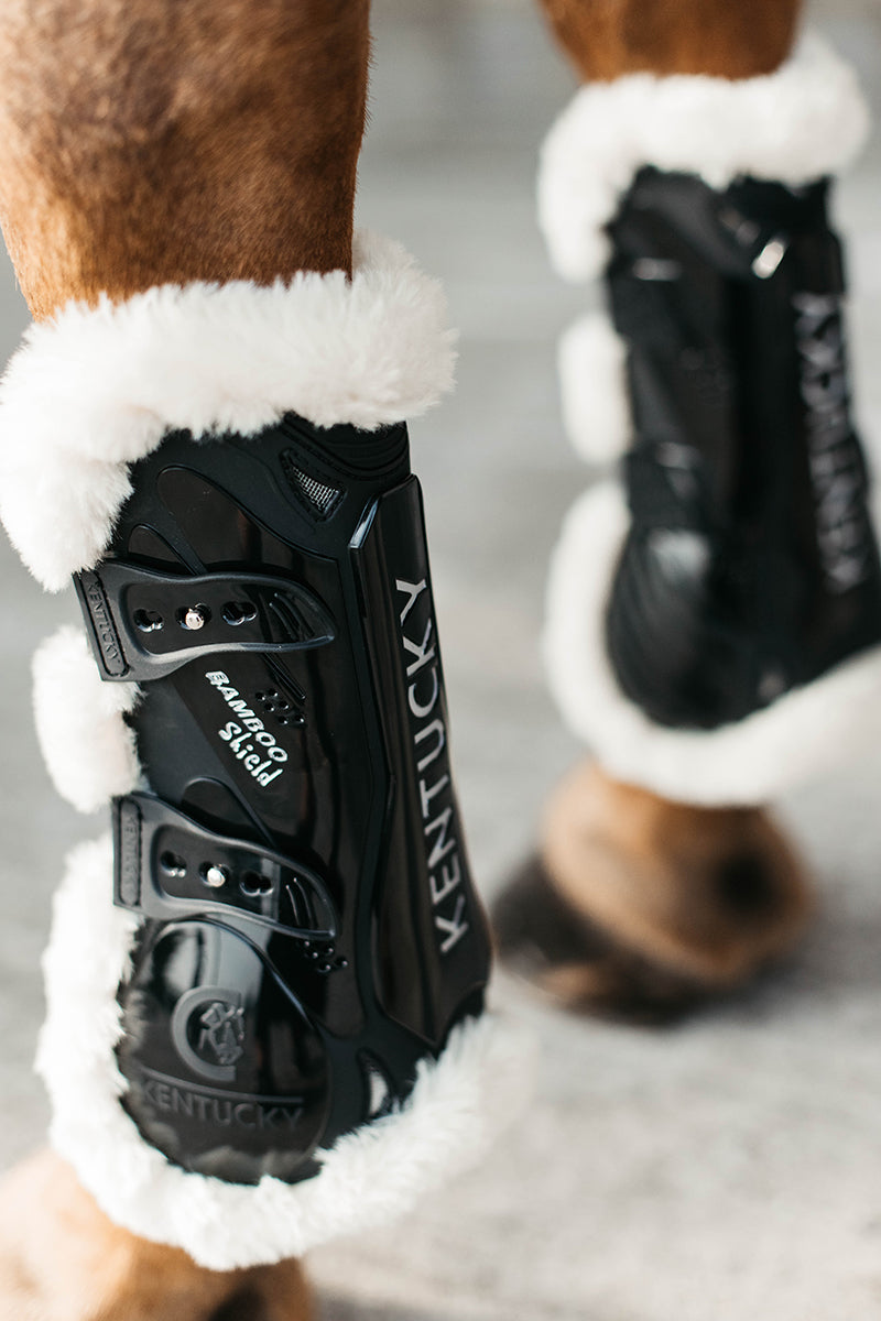 Kentucky Horsewear Bamboo Shield Sheepskin Elastic Tendon Boots Black