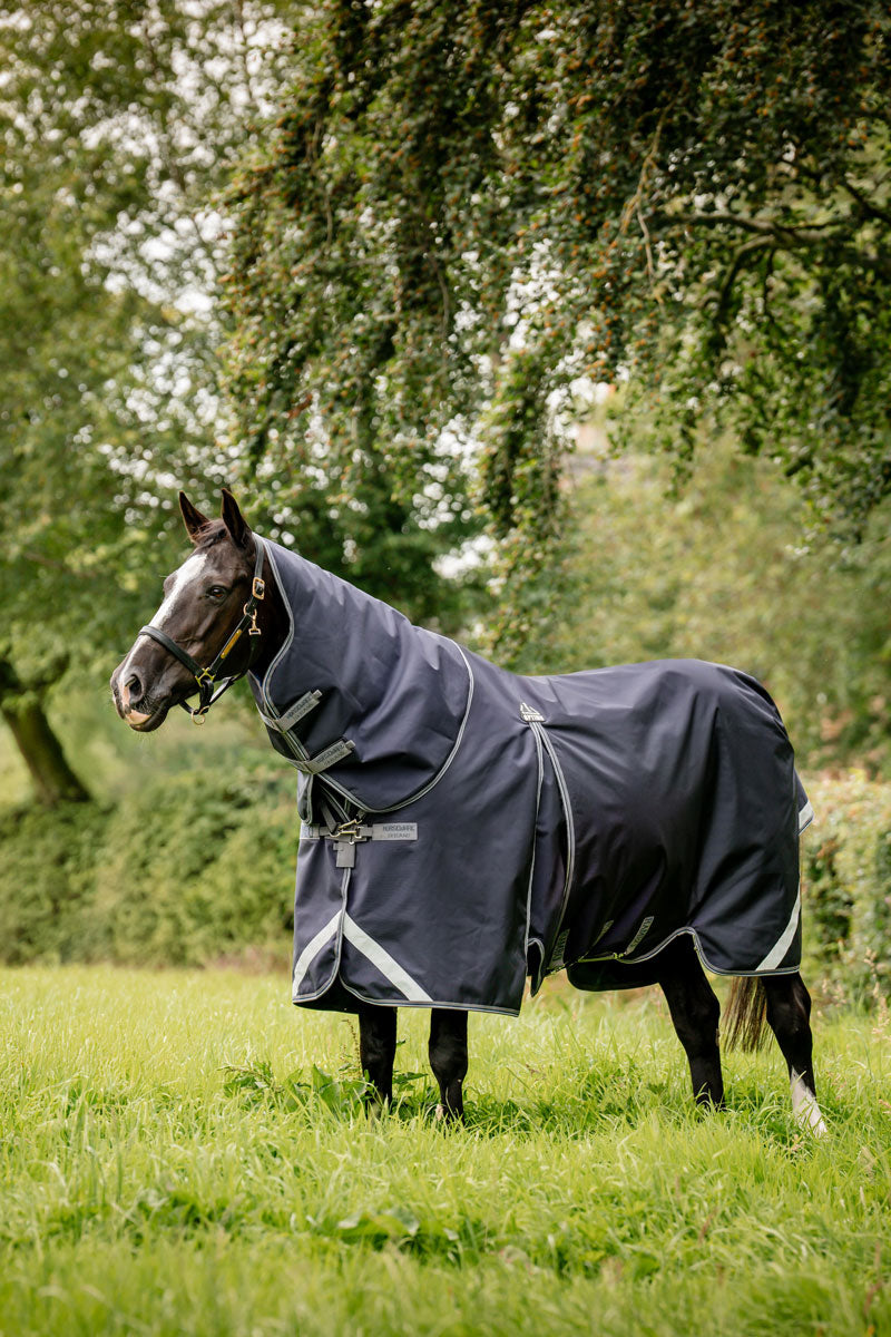 Rambo Optimo Plus 0g Turnout Navy/Thunderstorm Grey & Silver