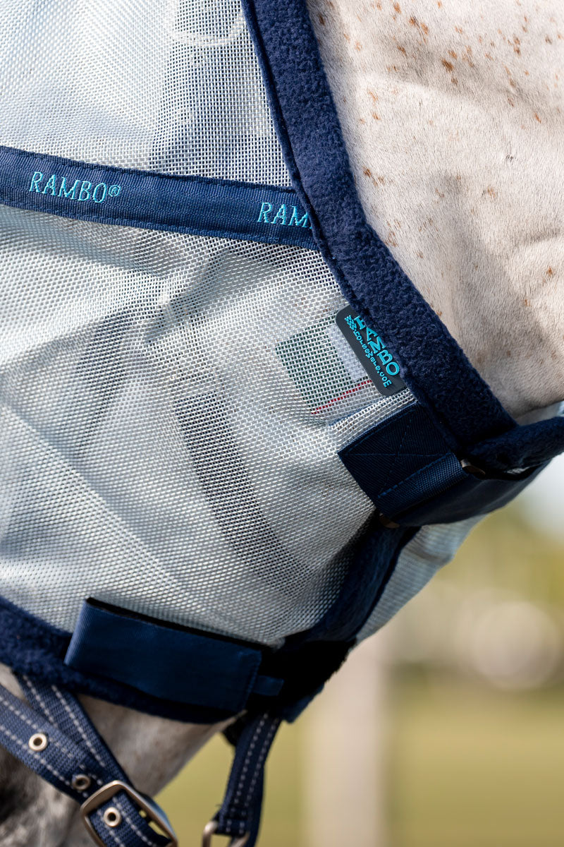Rambo Plus Fly Mask Azure Blue/Navy & Electric Blue