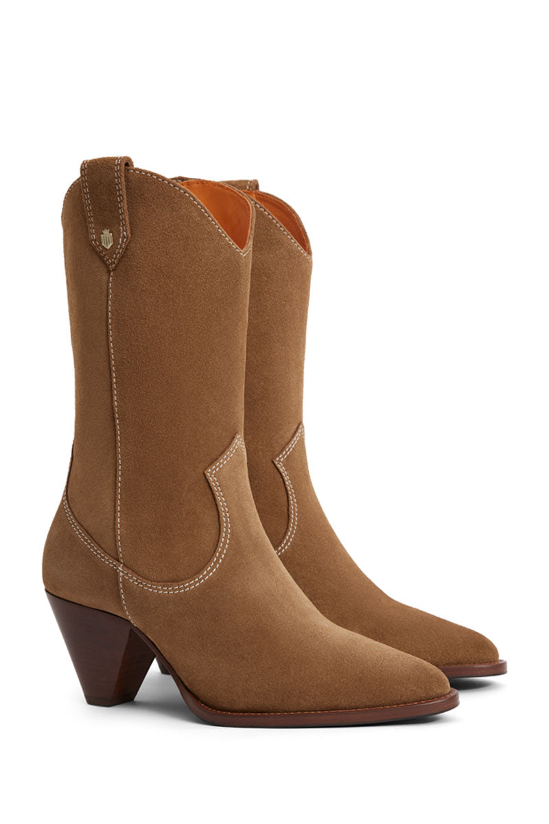 Fairfax & Favor Dakota Mid Calf Boot Tan Suede