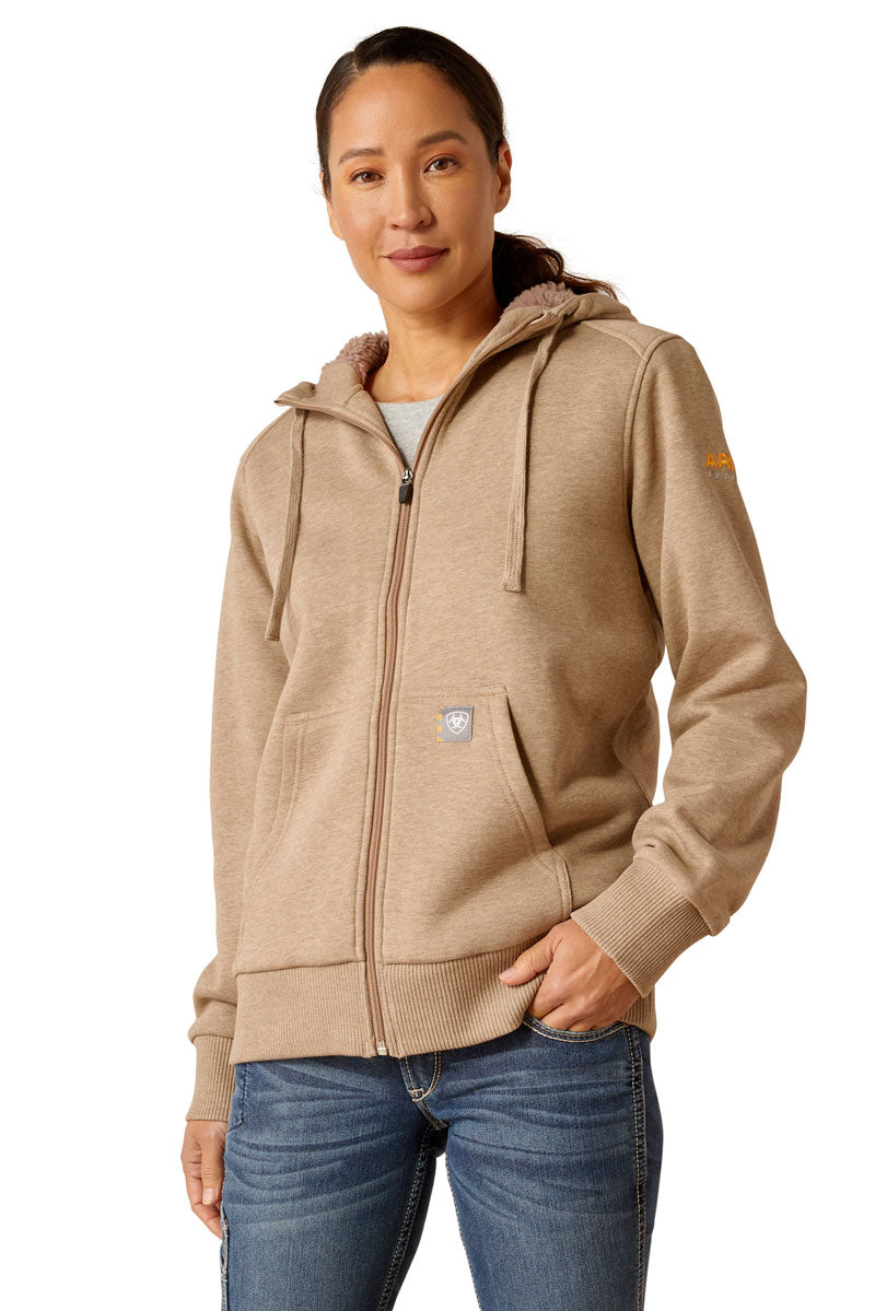 Ariat Rebar All-Weather Sherpa Full Zip Sweatshirt Oatmeal Heather