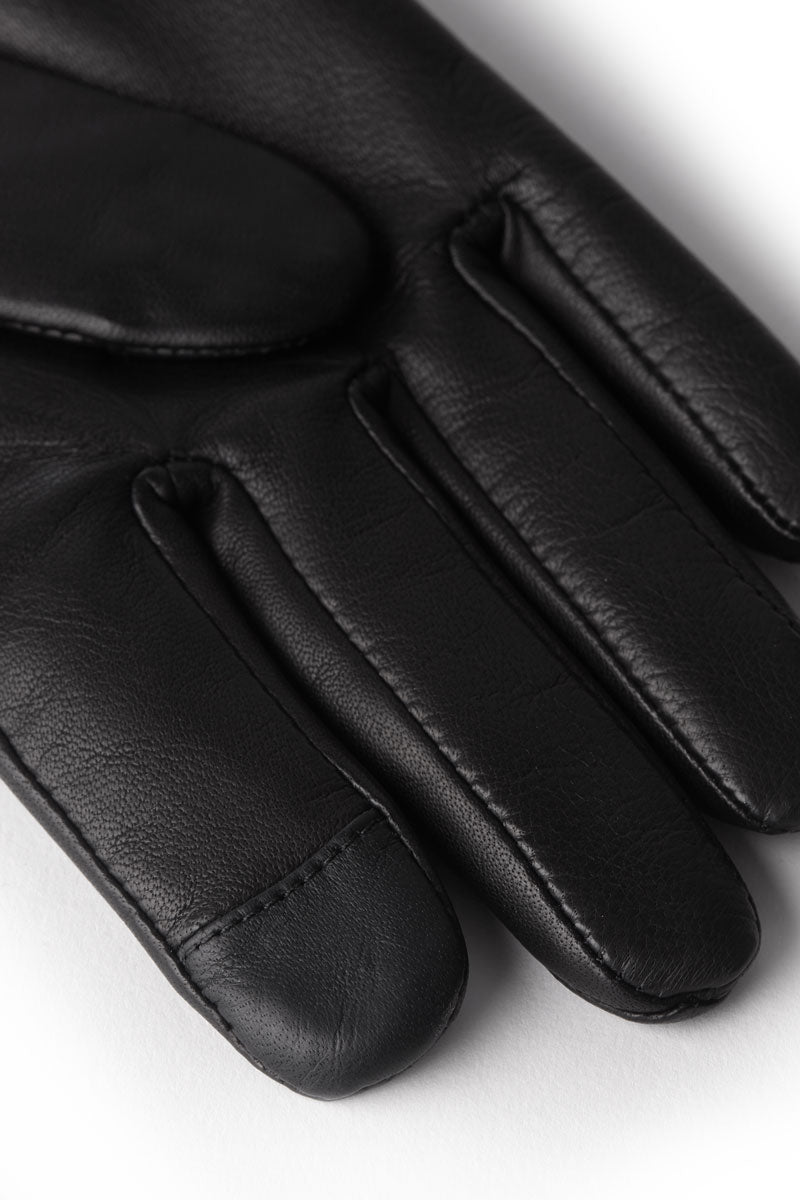 Holland Cooper Monogram Leather Gloves Black