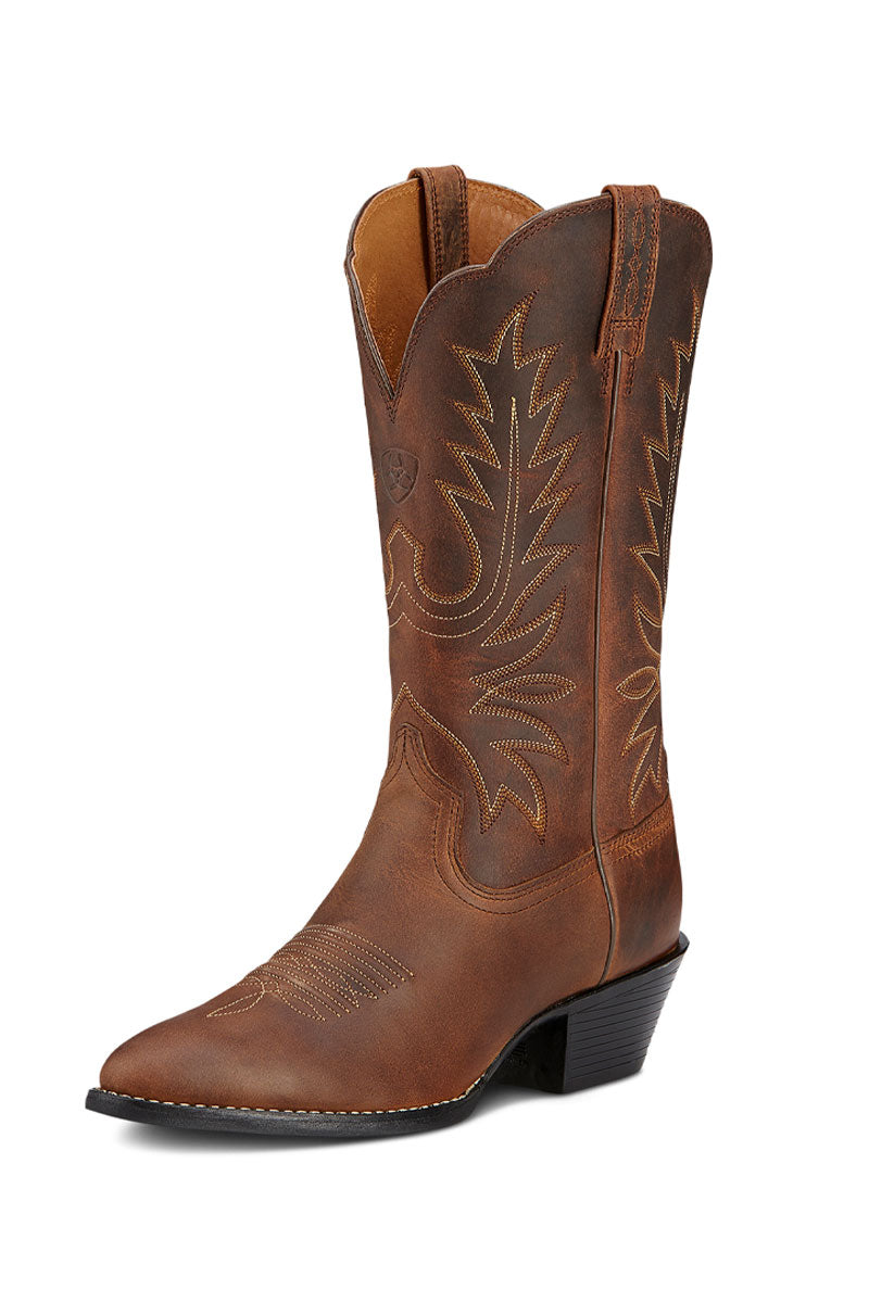 Ariat Heritage R Toe Western Boot Distressed Brown