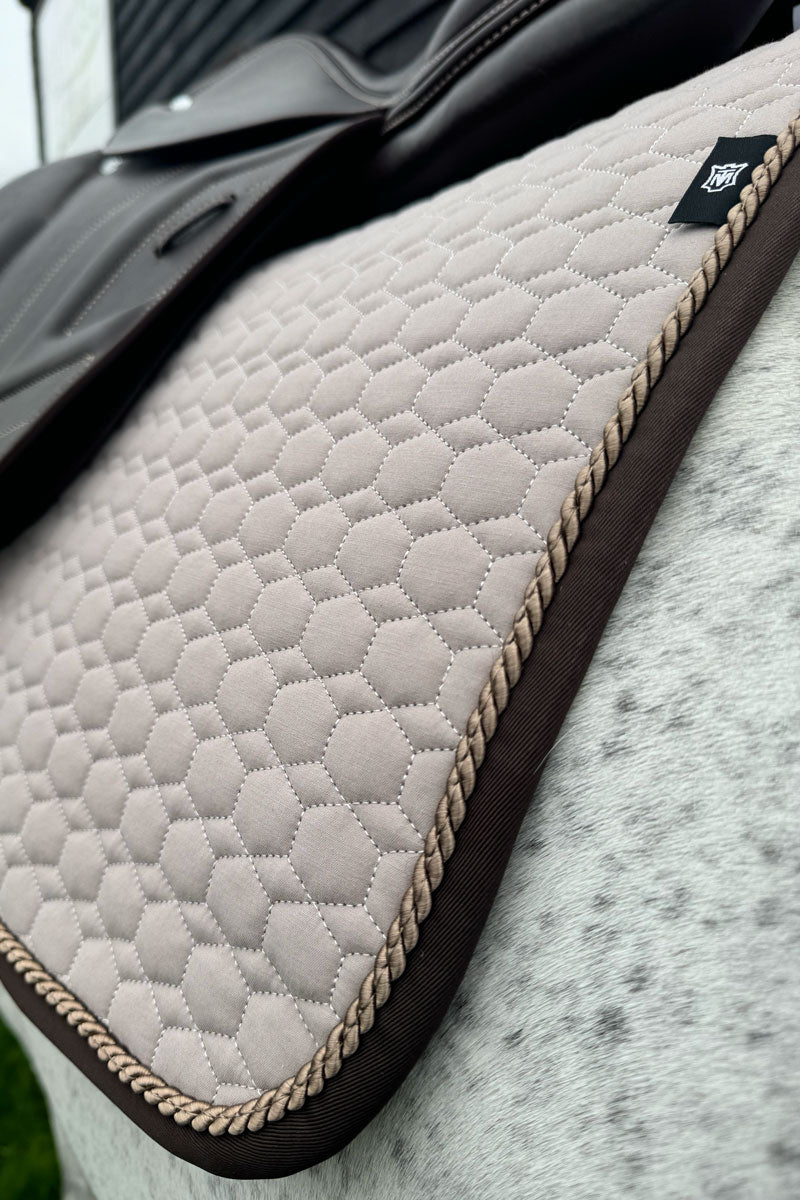 Mattes Jump Saddle Pad with Piping Walnut with Brown Binding & Pigeon Piping