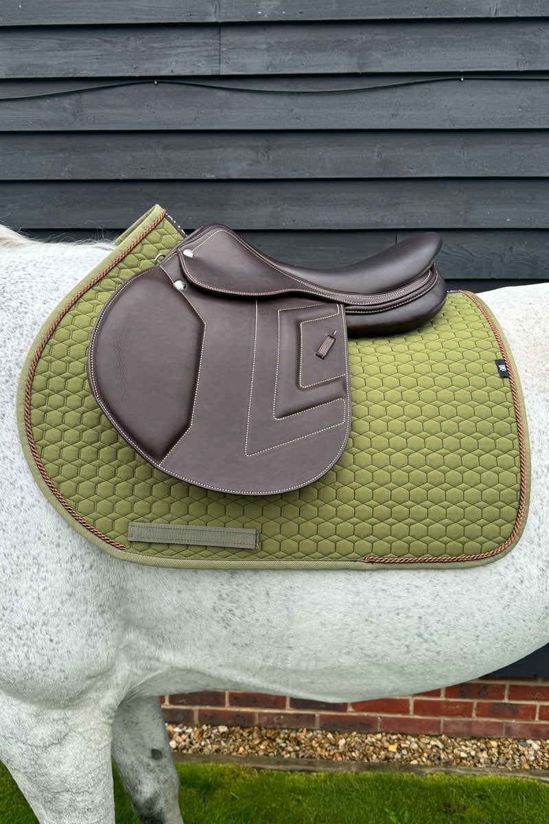 Mattes Jump Saddle Pad with Piping Olive with Olive Piping & Brown Piping