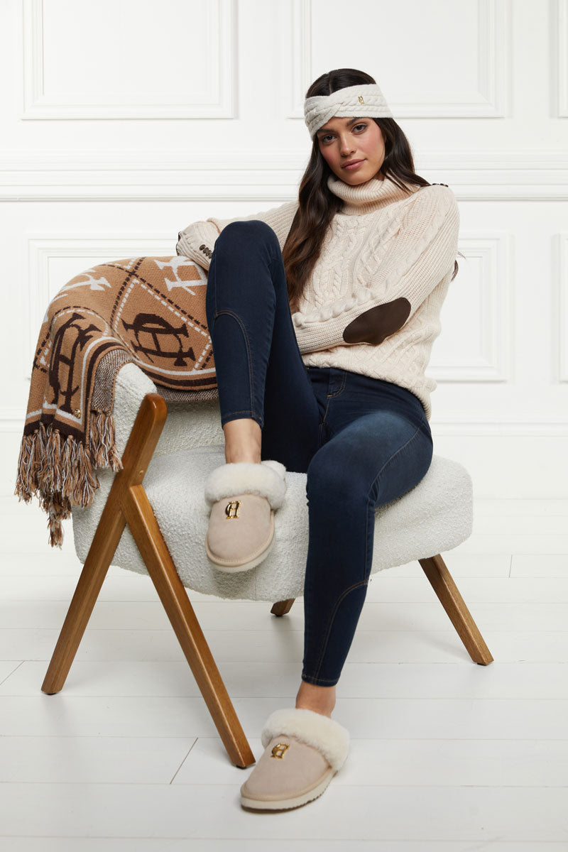 Holland Cooper Shearling Slipper Oyster