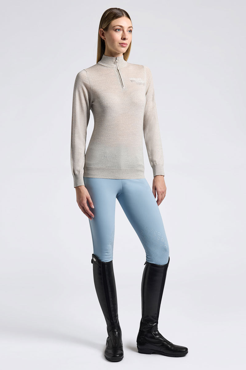 Cavalleria Toscana Merino Half Zip Turtleneck Stone Grey