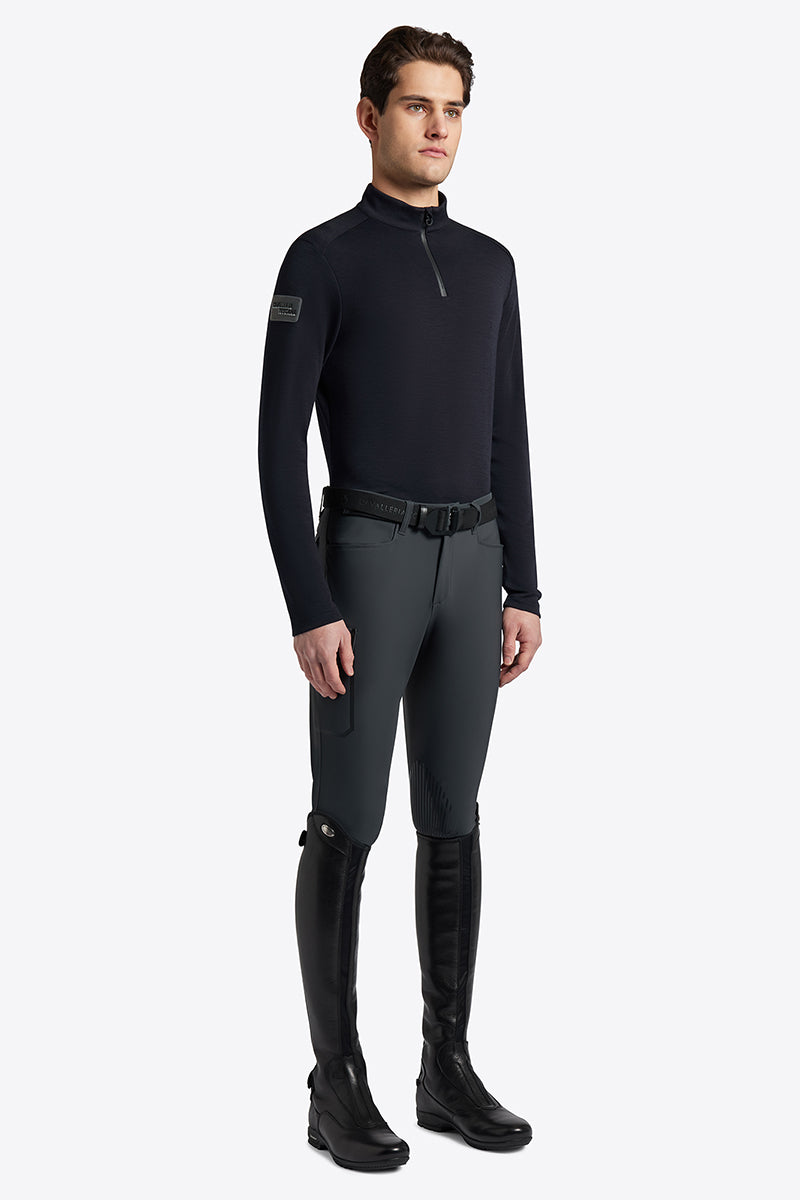 Cavalleria Toscana Men's Tech Wool Half Zip Turtleneck Dark Navy