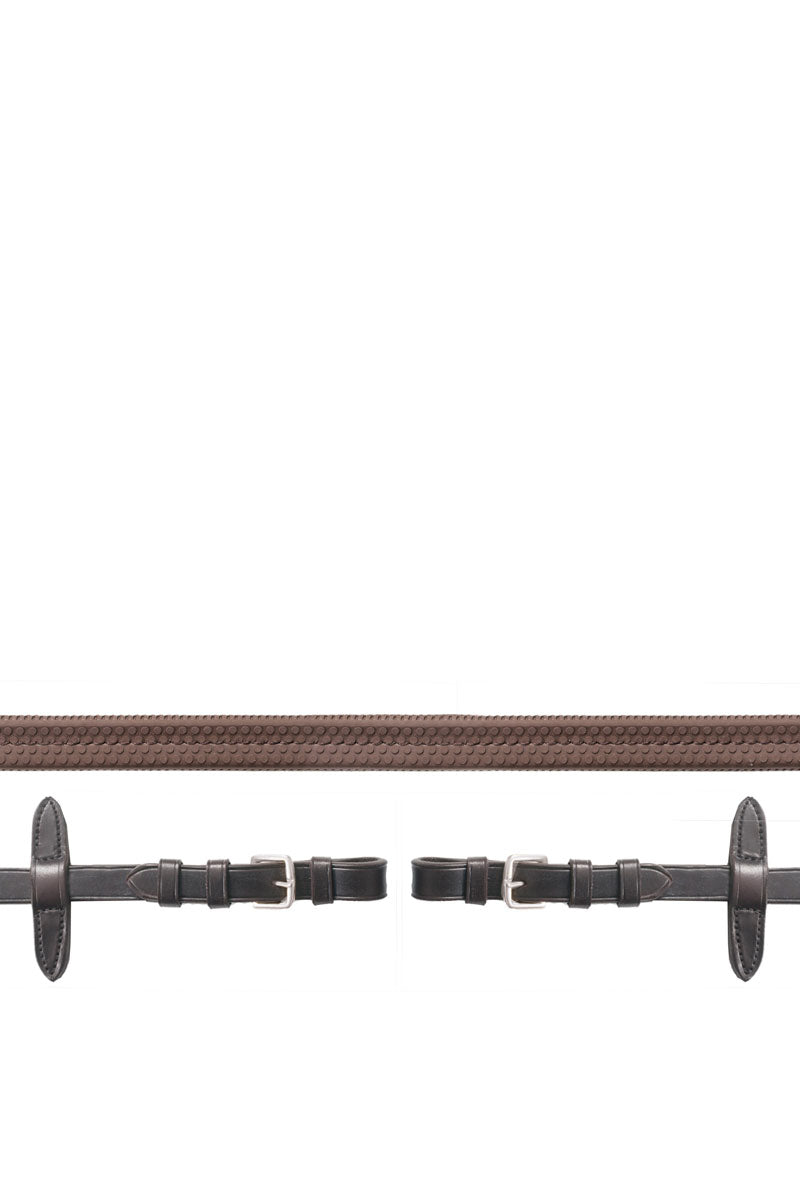 Schockemohle Rubber Reins Dark Brown/Silver