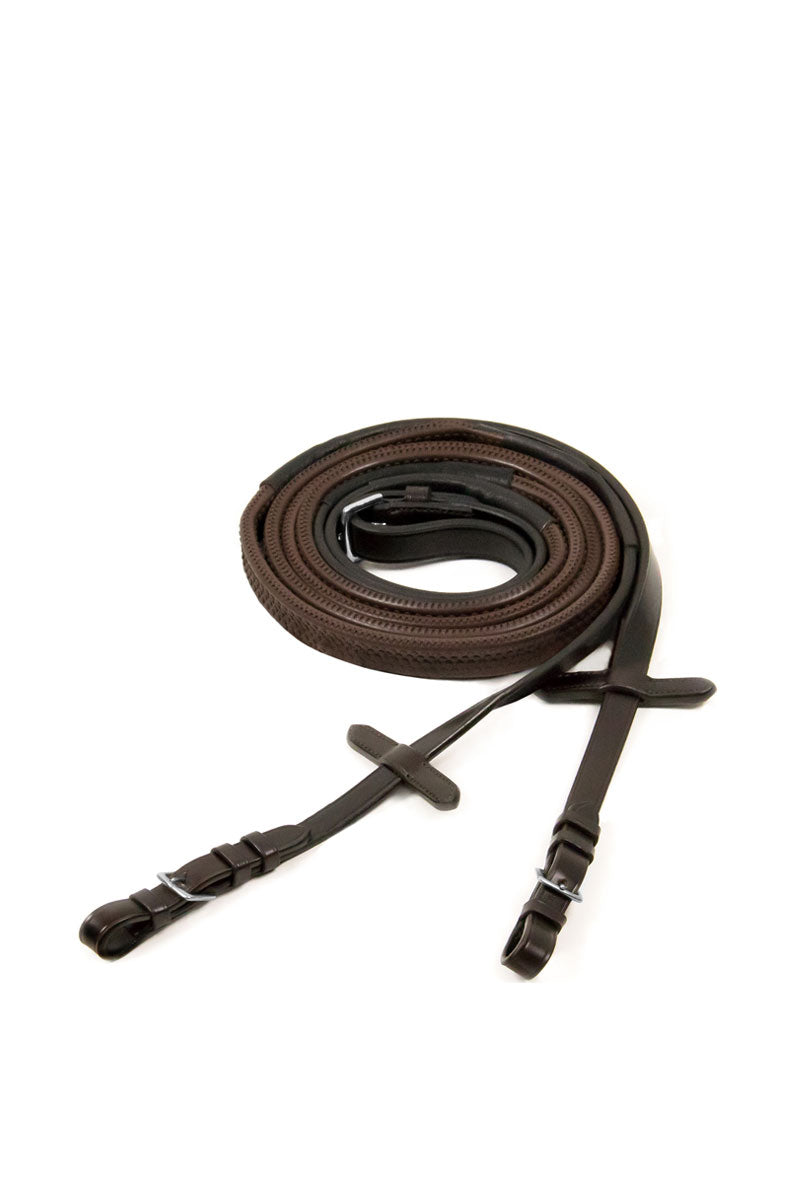 Schockemohle Rubber Reins Dark Brown/Silver