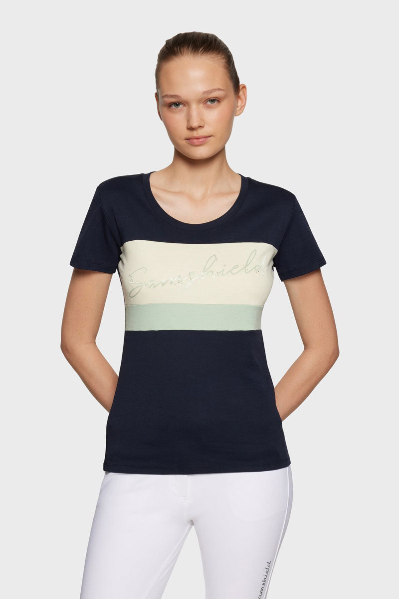 Samshield Alba Crystals T-Shirt Navy/White/Pistacchio