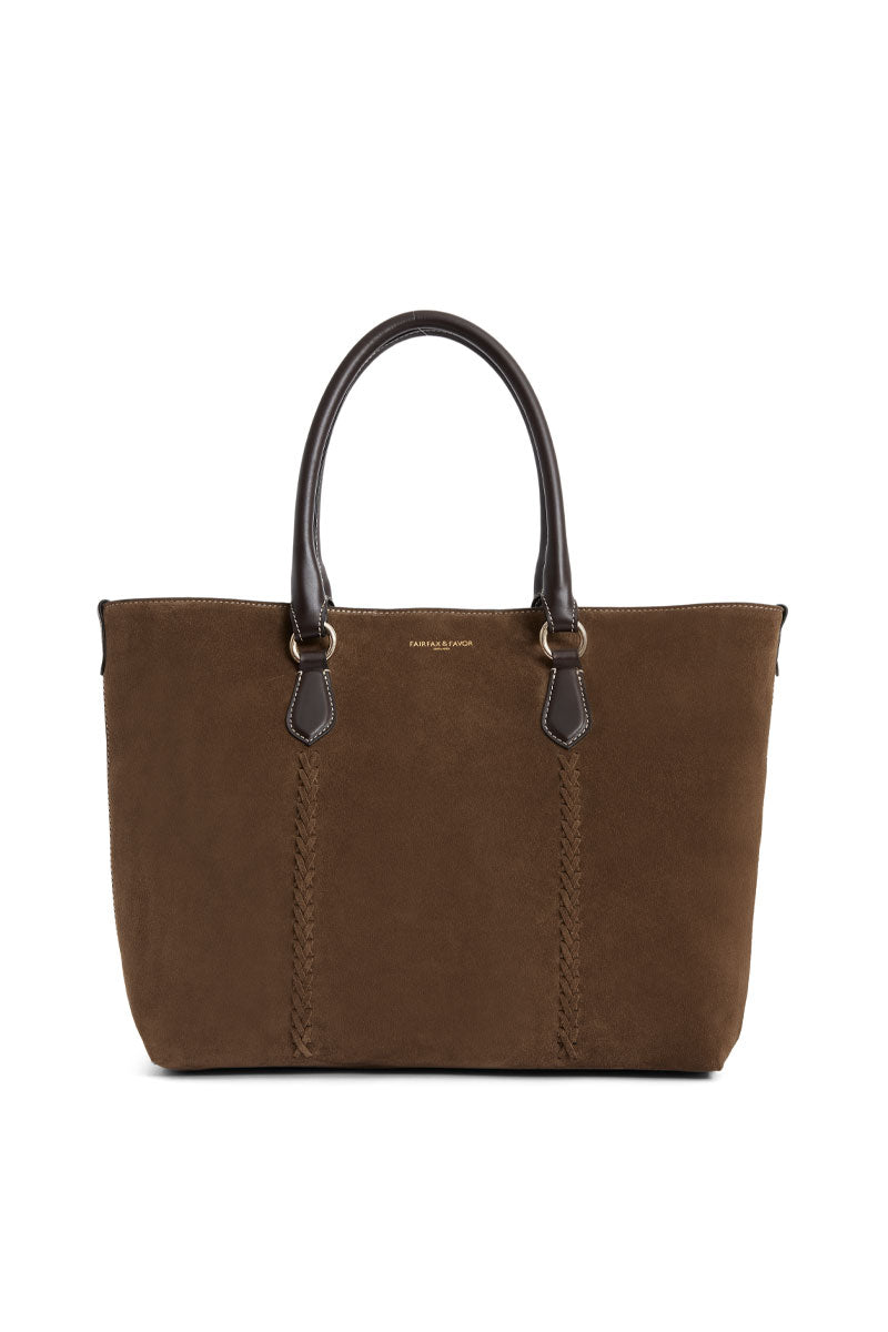Fairfax & Favor Seville Tote Dark Taupe Suede