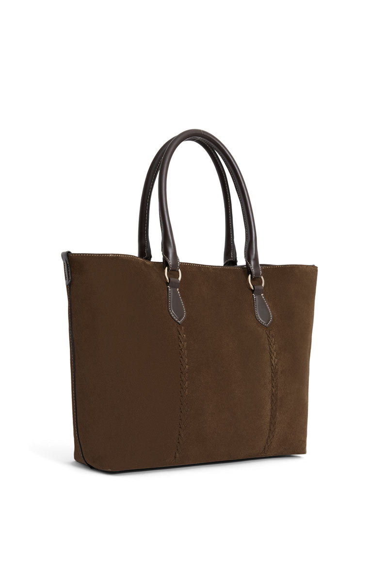 Fairfax & Favor Seville Tote Dark Taupe Suede