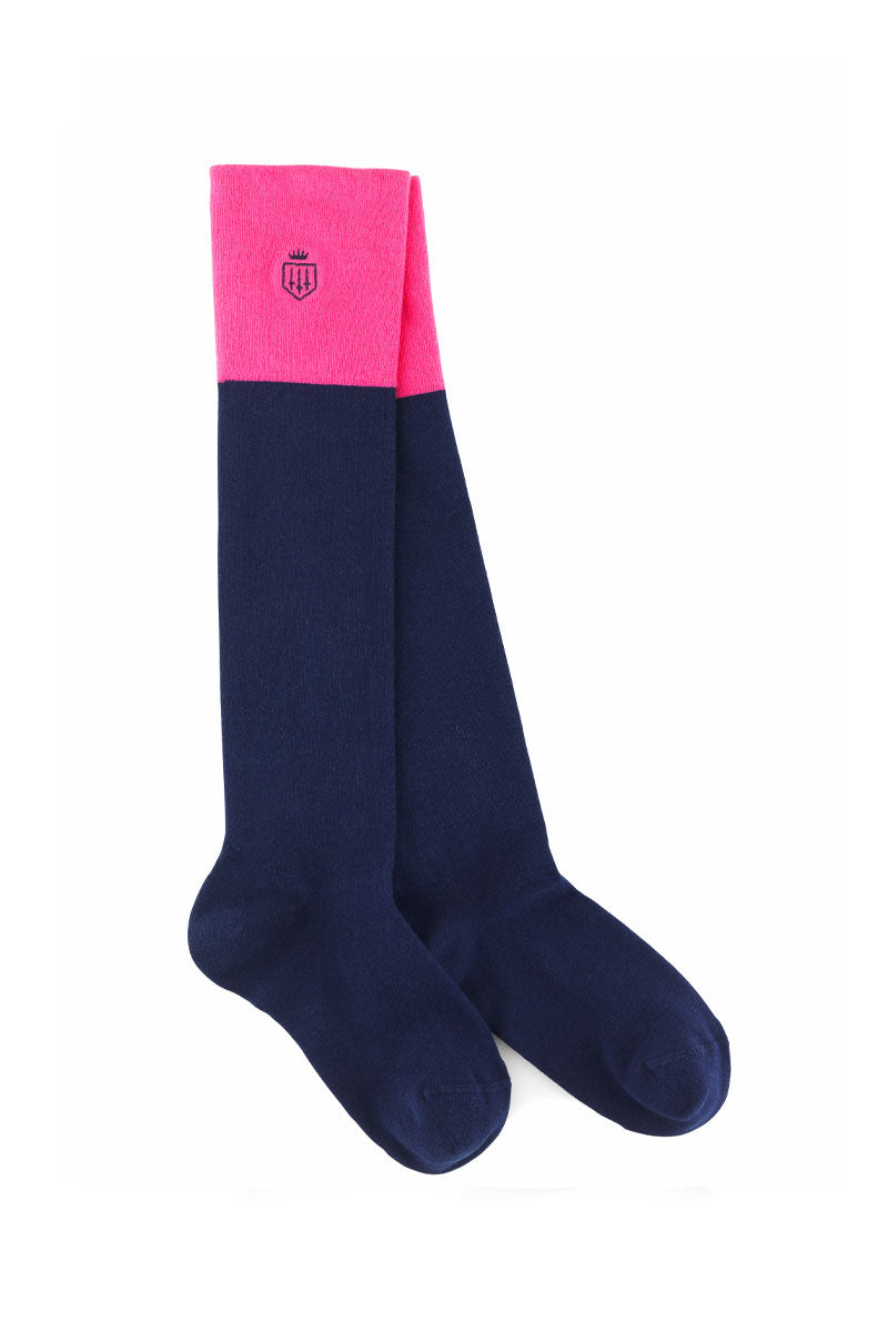 Fairfax & Favor Signature Knee High Socks Navy/Hot Pink