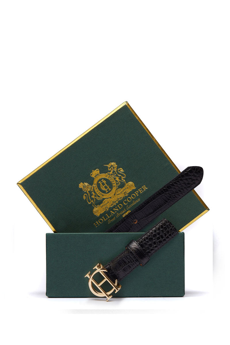 Holland Cooper Classic Slim Belt Black Croc