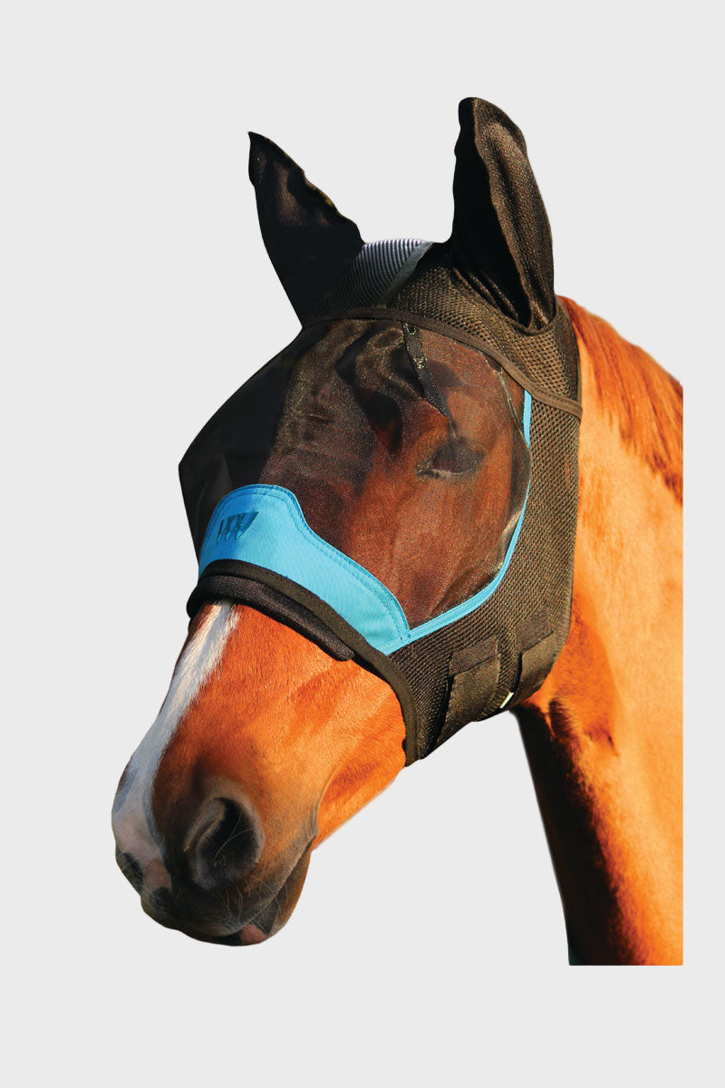 Woof Wear UV Fly Mask with Ears Black/Turquoise