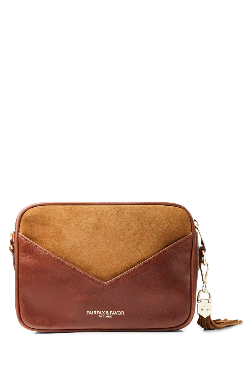 Fairfax & Favor Finsbury Crossbody Bag Tan Suede