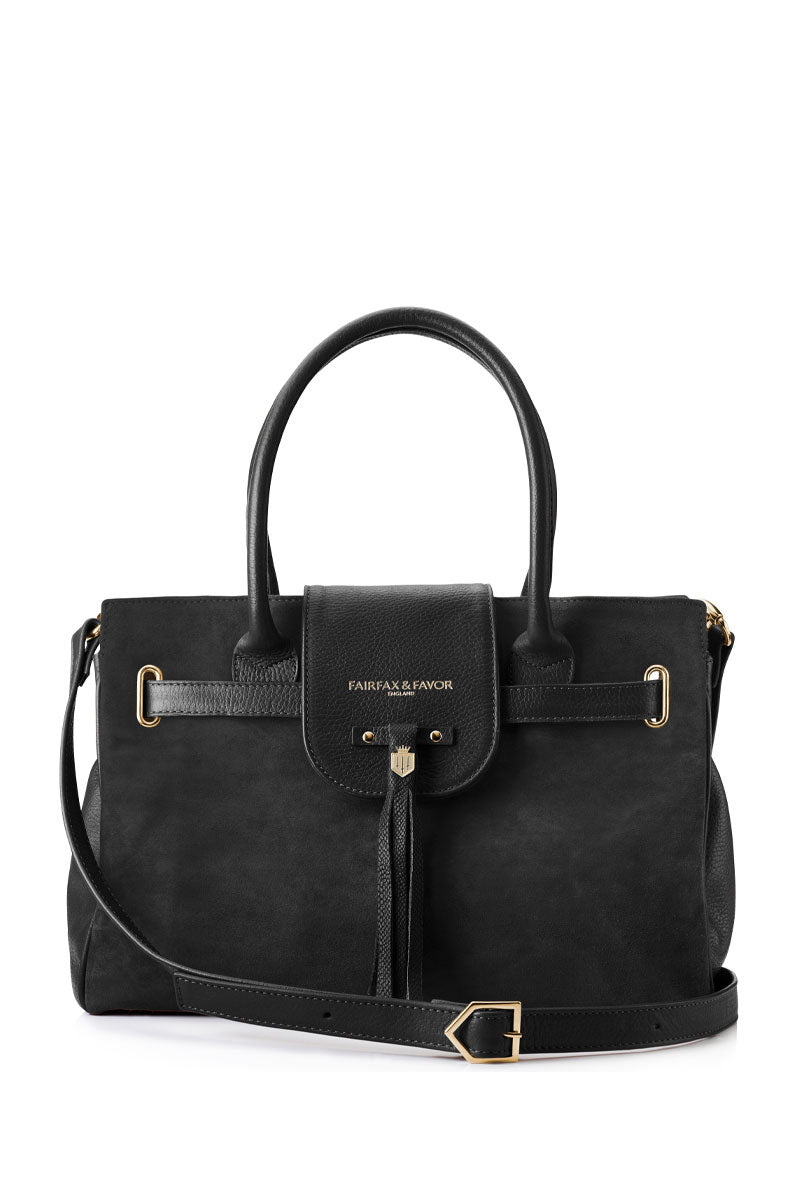 Fairfax & Favor Windsor Handbag Black Suede