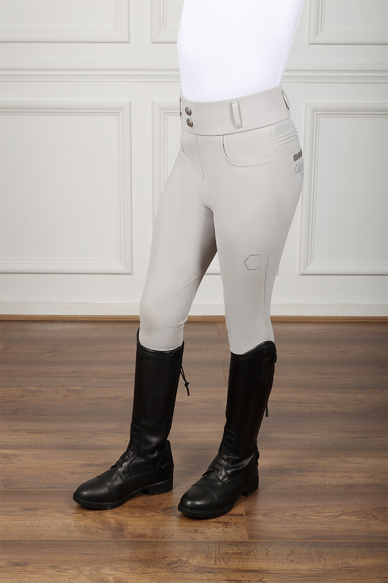 Coldstream Next Generation Ledmore Diamante Riding Tights - Pearl Grey