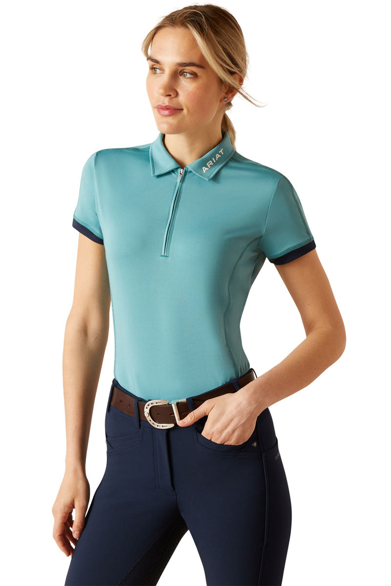 Ariat Bandera 1/4 Zip SS Polo Brittany Blue