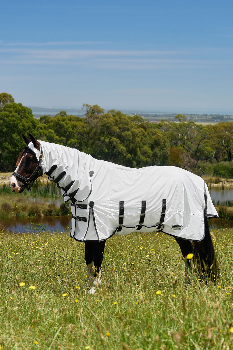 Weatherbeeta ComFITec Sweet Itch Shield Fly Sheet Combo White/Charcoal 