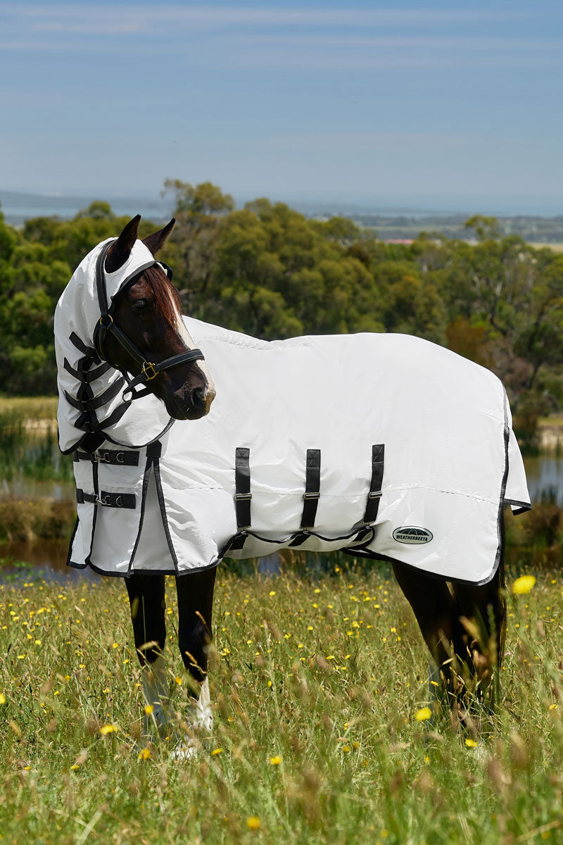 Weatherbeeta ComFITec Sweet Itch Shield Fly Sheet Combo White/Charcoal 