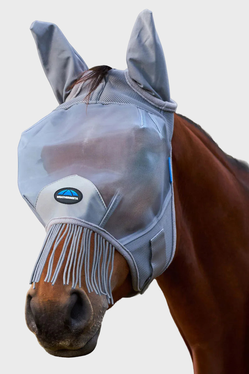Weatherbeeta ComFITec Fine Mesh Fly Mask With Ears & Tassels Grey 