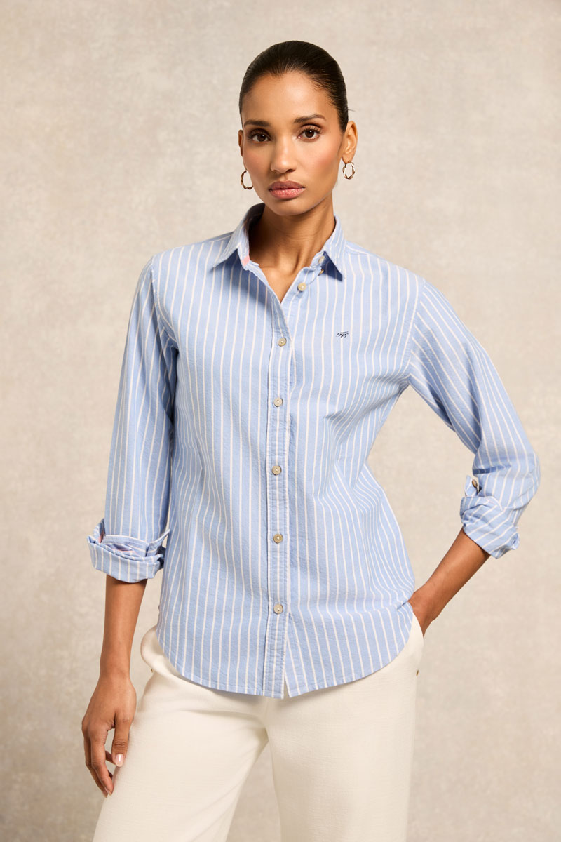 Holland Cooper Oxford Shirt Sky Blue Stripe 