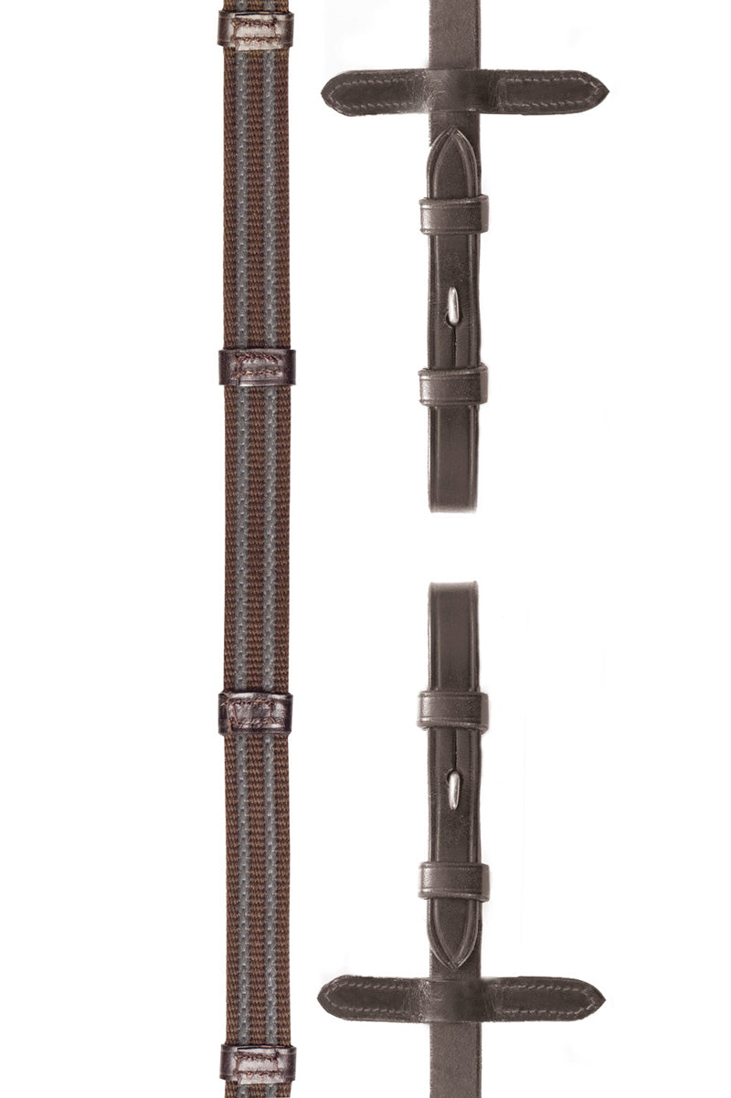 Schockemohle Grip Reins Dark Brown/Silver