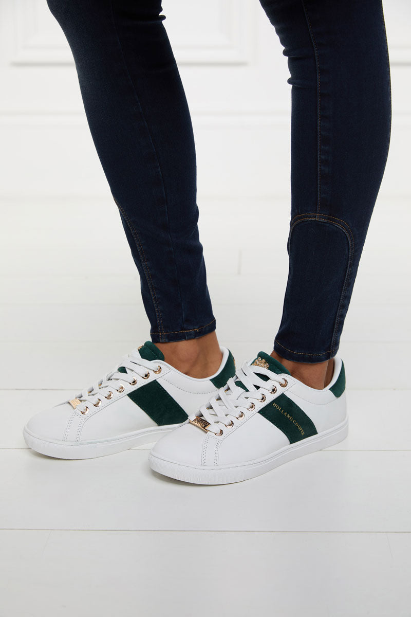 Holland Cooper Knightsbridge Court Trainer White Racing Green