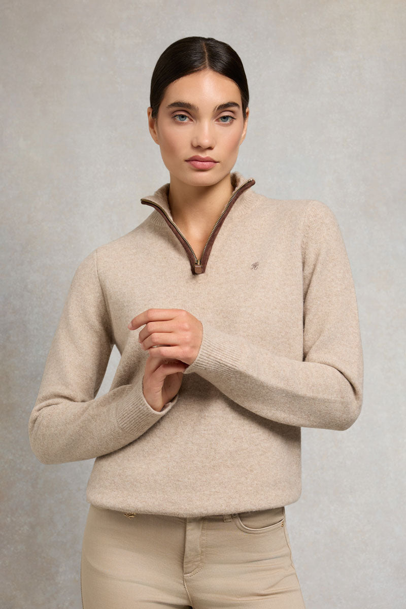 Holland Cooper Country Quarter Zip Knit Oatmeal