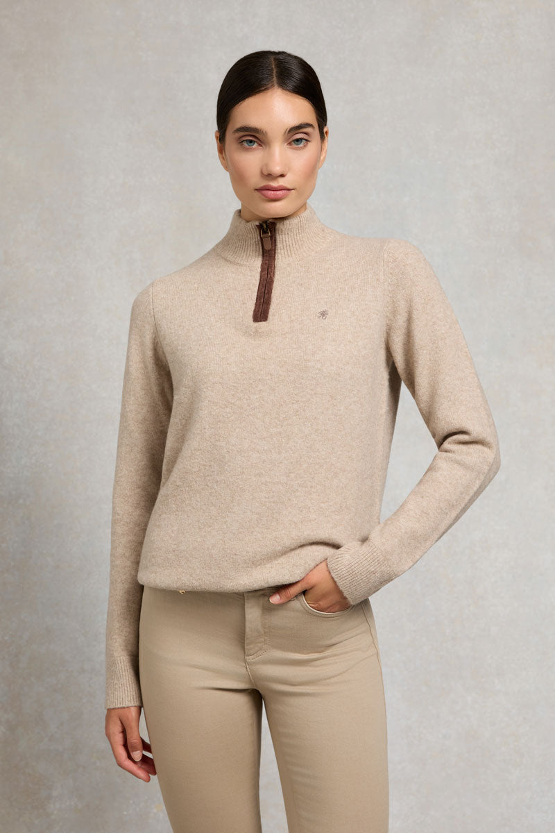 Holland Cooper Country Quarter Zip Knit Oatmeal
