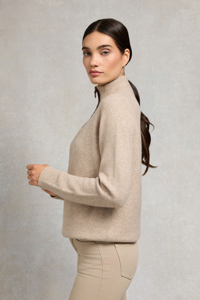 Holland Cooper Country Quarter Zip Knit Oatmeal