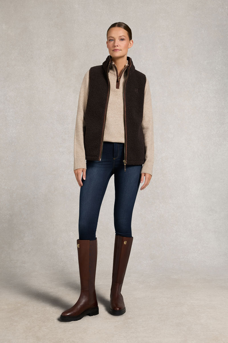 Holland Cooper Country Fleece Gilet Chocolate Borg 