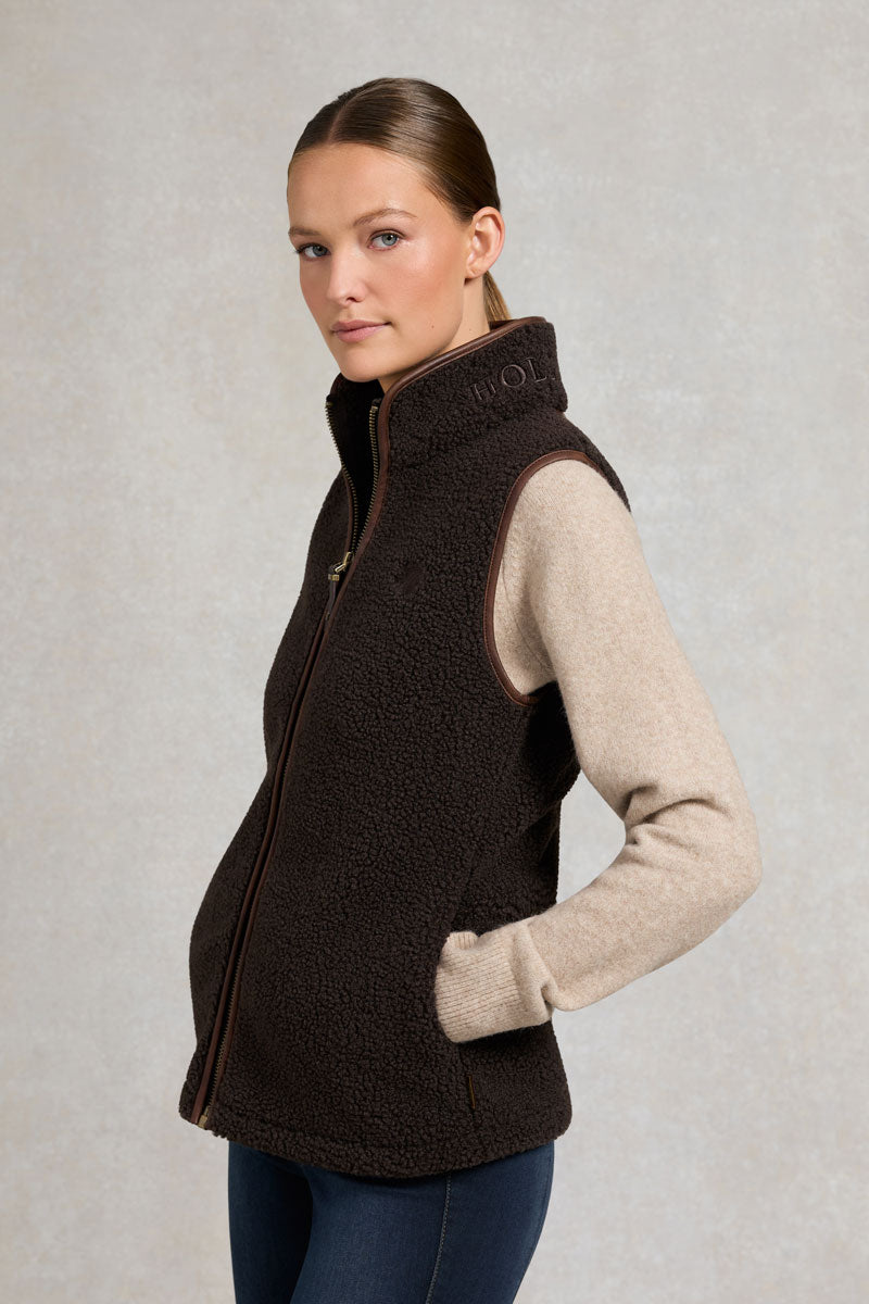 Holland Cooper Country Fleece Gilet Chocolate Borg 