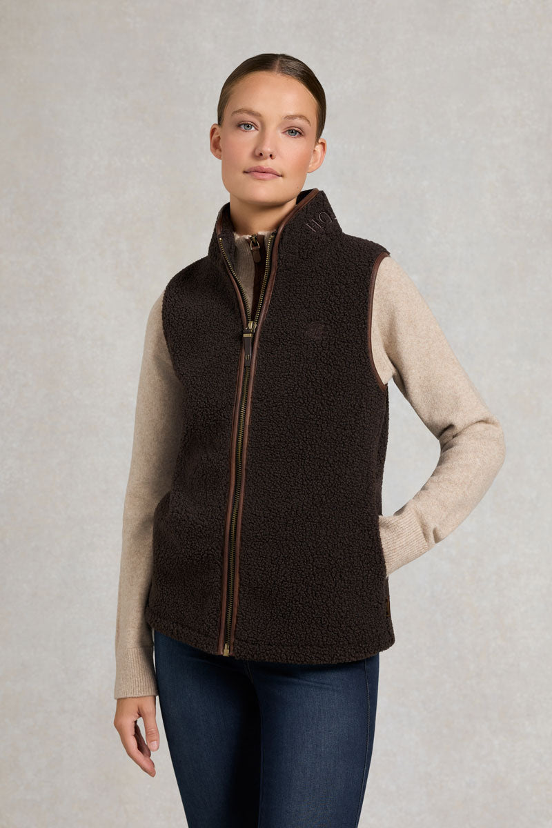 Holland Cooper Country Fleece Gilet Chocolate Borg 