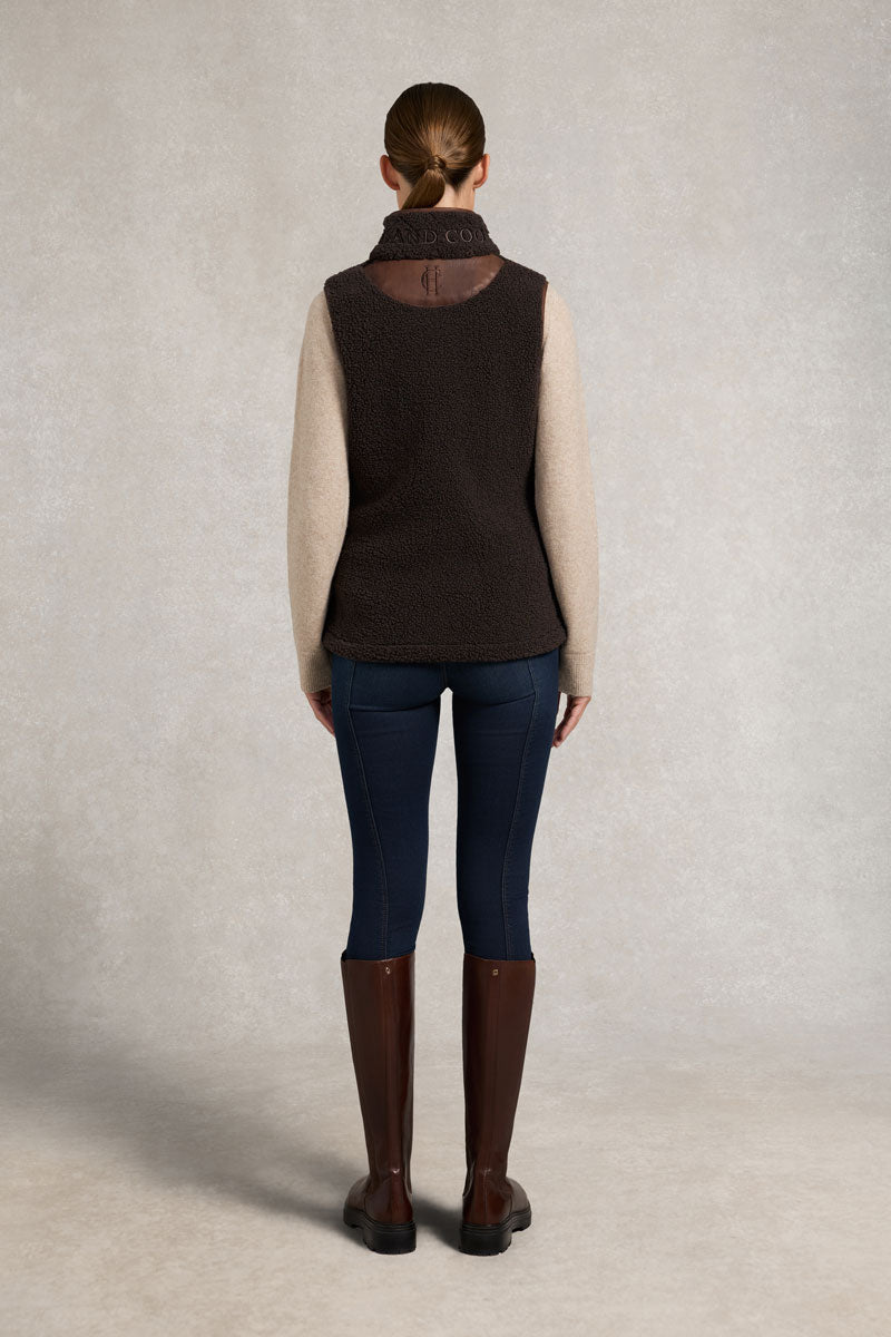 Holland Cooper Country Fleece Gilet Chocolate Borg 