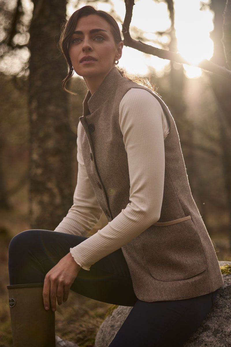 Schoffel Pennan Tweed Waistcoat Cobblestone Herringbone Tweed